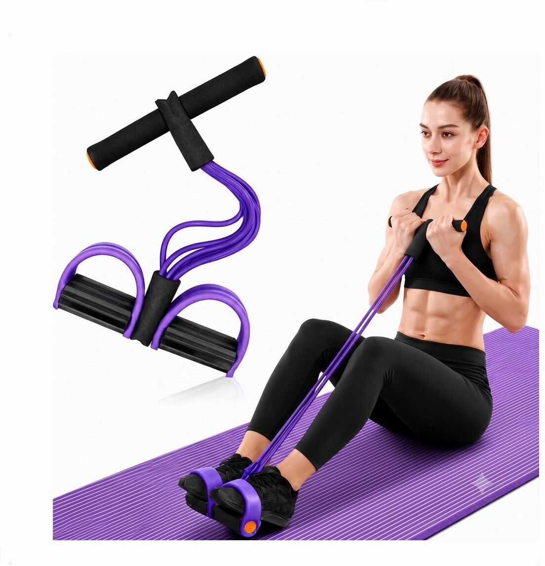 brzone Tummy Trimmer for Unisex | Yoga Pedal Puller Resistance Band | Multicolor Ab Exerciser-picture-48