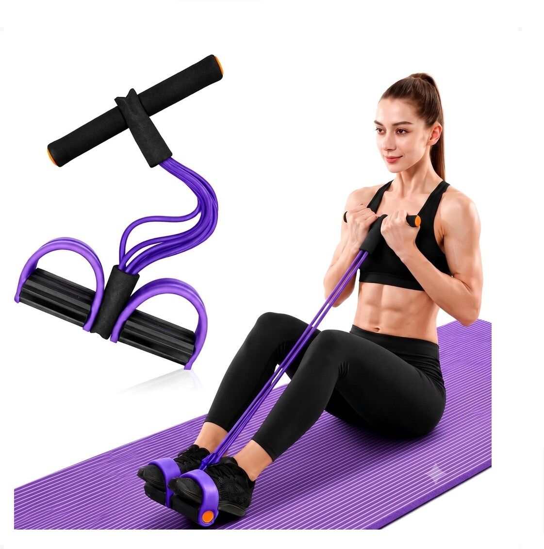 brzone Tummy Trimmer for Unisex | Yoga Pedal Puller Resistance Band | Multicolor Ab Exerciser-picture-46