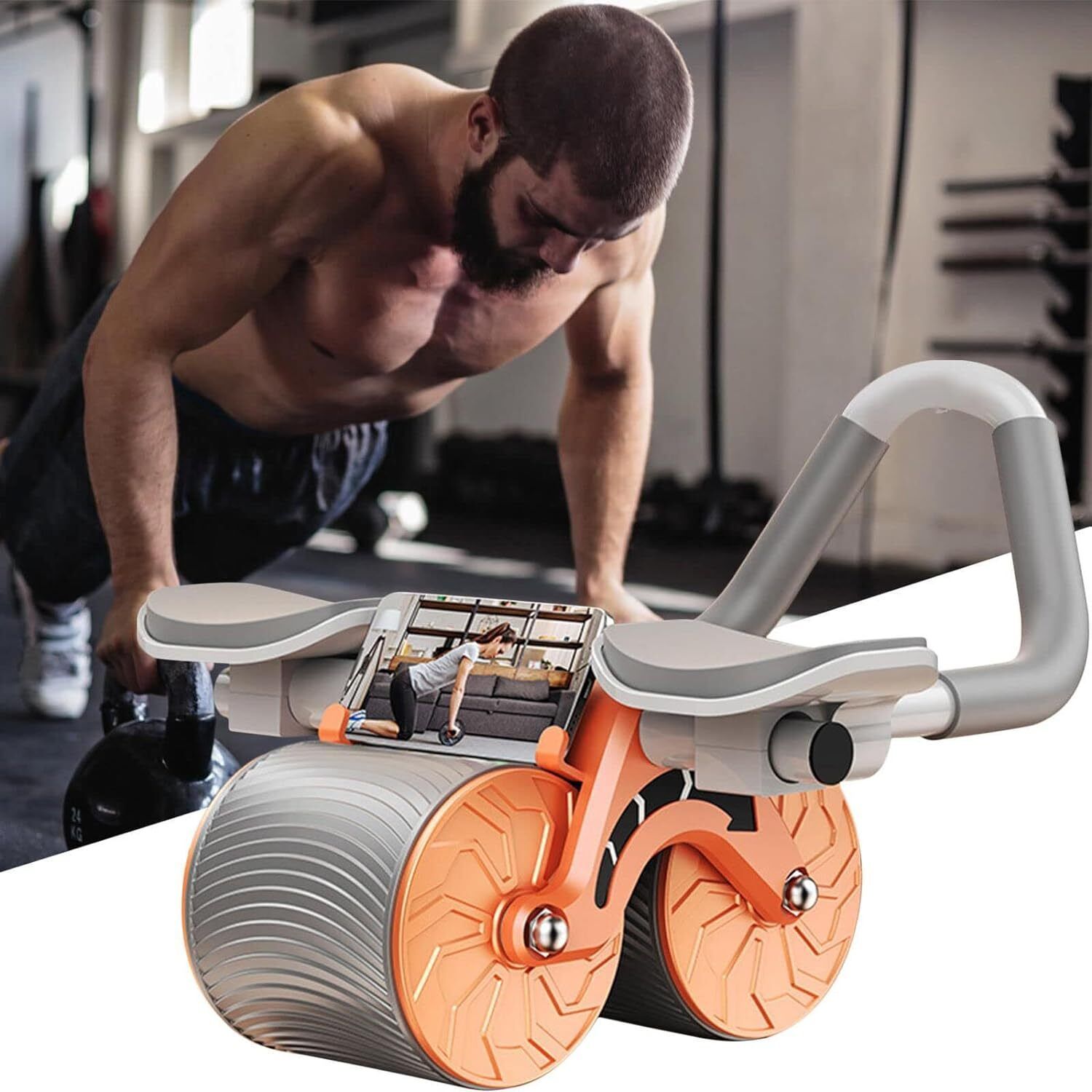Ab Roller Wheel Automatic Six Pack Abs Workout Exercise Equipment for Men Women Fitness Accessory Kit Kit-image-9