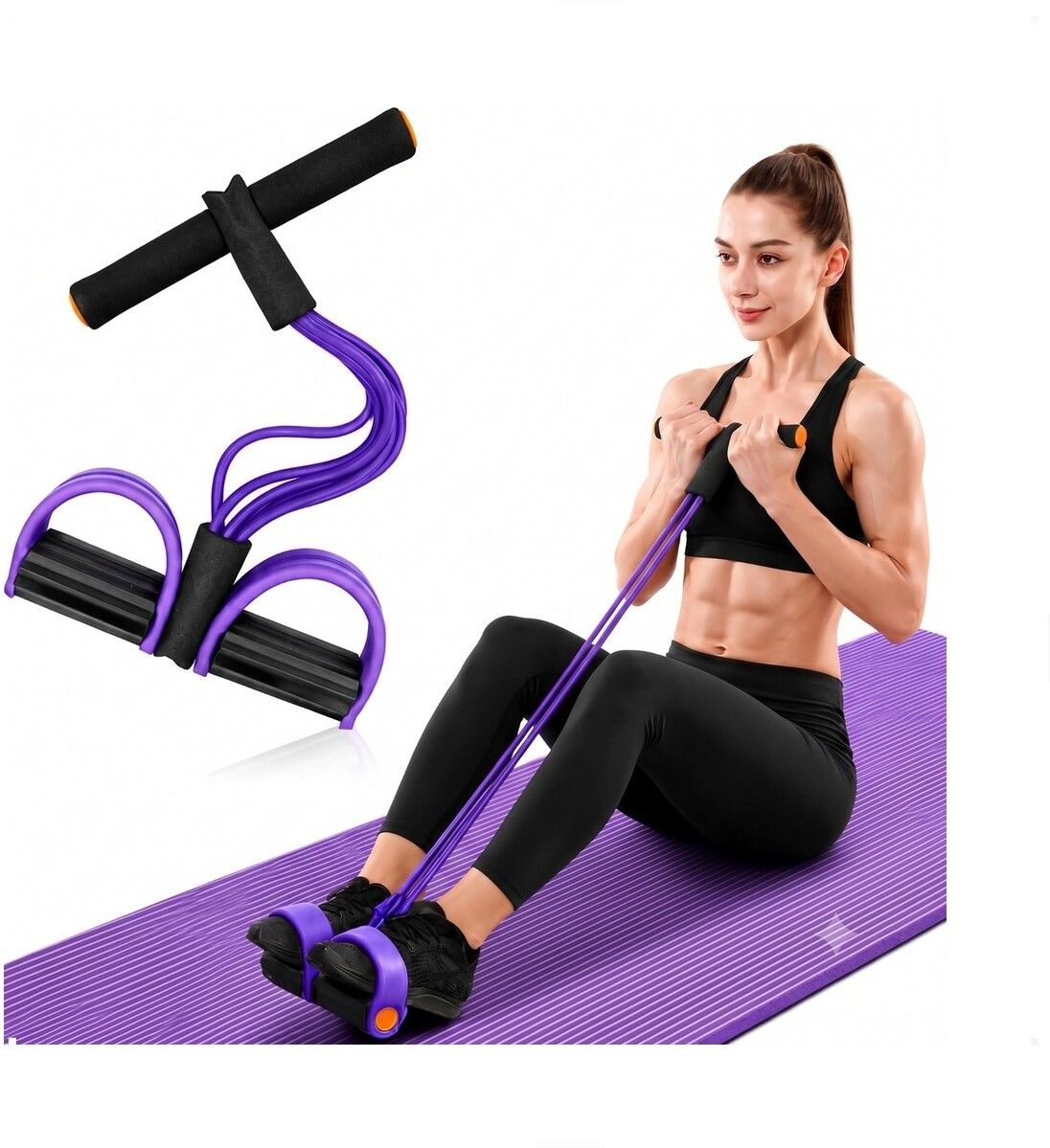 brzone Tummy Trimmer for Unisex | Yoga Pedal Puller Resistance Band | Multicolor Ab Exerciser-picture-48
