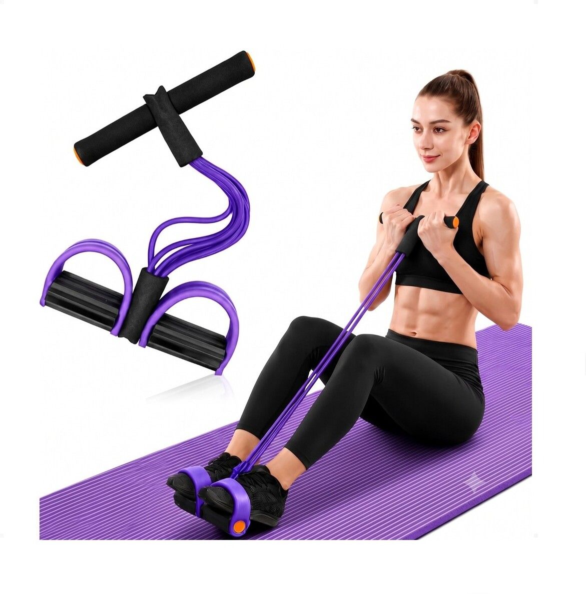 brzone Tummy Trimmer for Unisex | Yoga Pedal Puller Resistance Band | Multicolor Ab Exerciser-picture-35