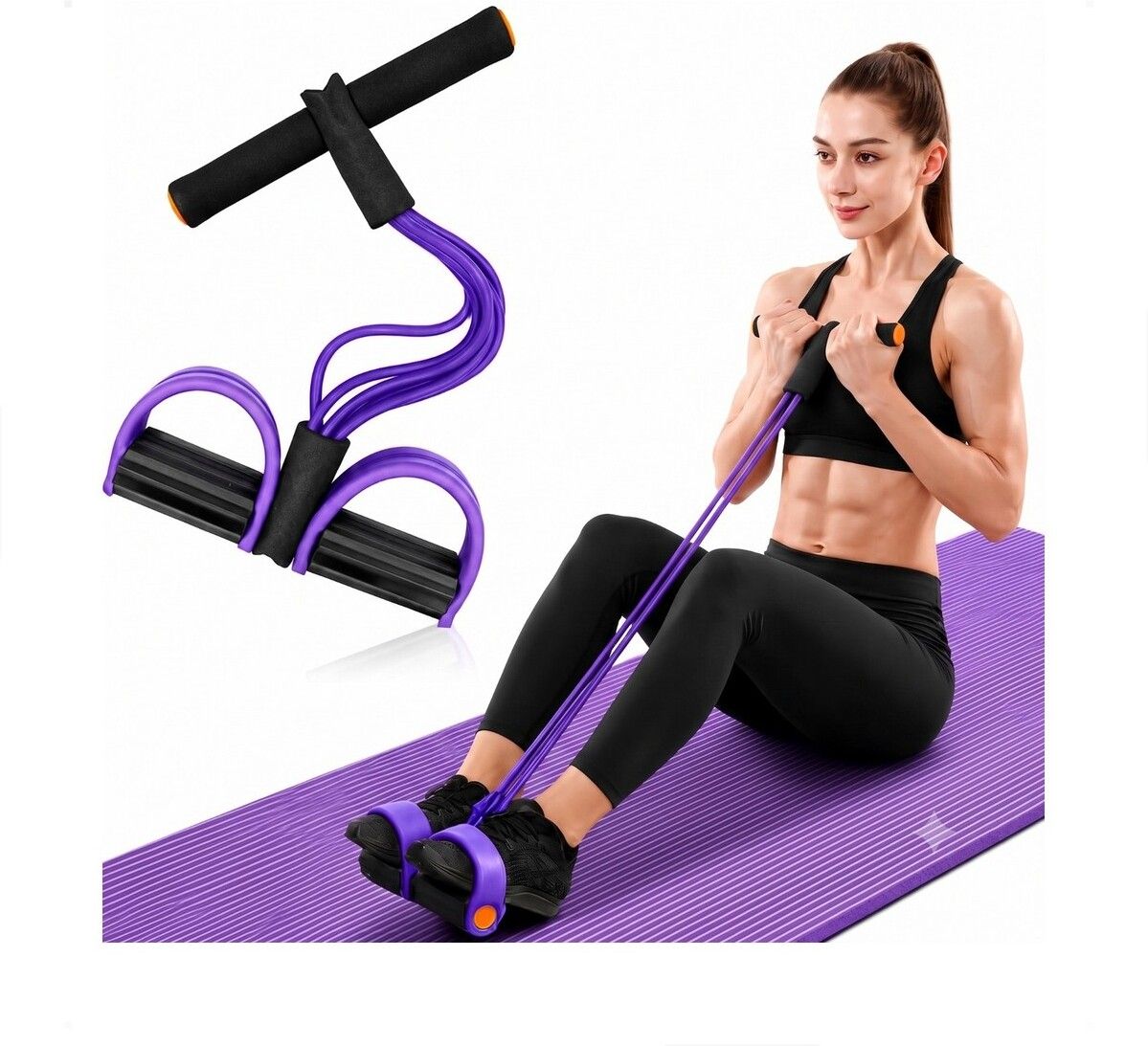 brzone Tummy Trimmer for Unisex | Yoga Pedal Puller Resistance Band | Multicolor Ab Exerciser-picture-40