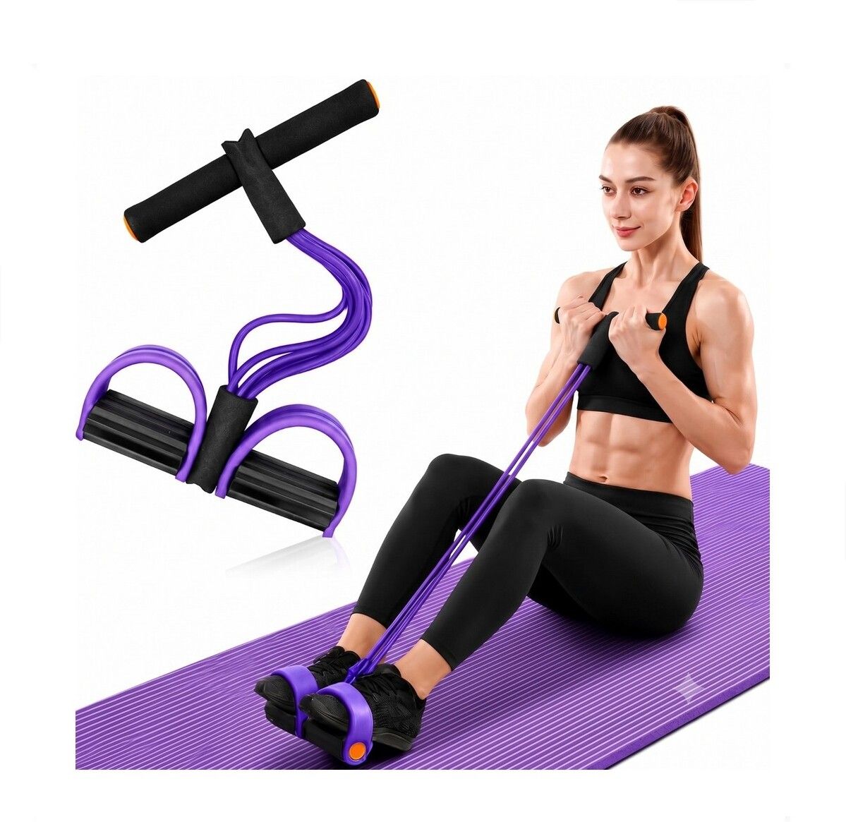 brzone Tummy Trimmer for Unisex | Yoga Pedal Puller Resistance Band | Multicolor Ab Exerciser-picture-40