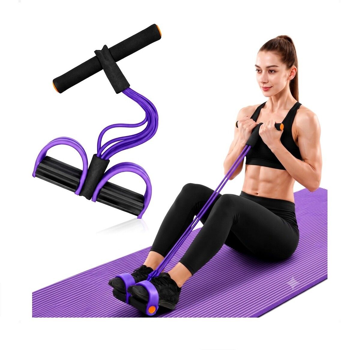 brzone Tummy Trimmer for Unisex | Yoga Pedal Puller Resistance Band | Multicolor Ab Exerciser-picture-21