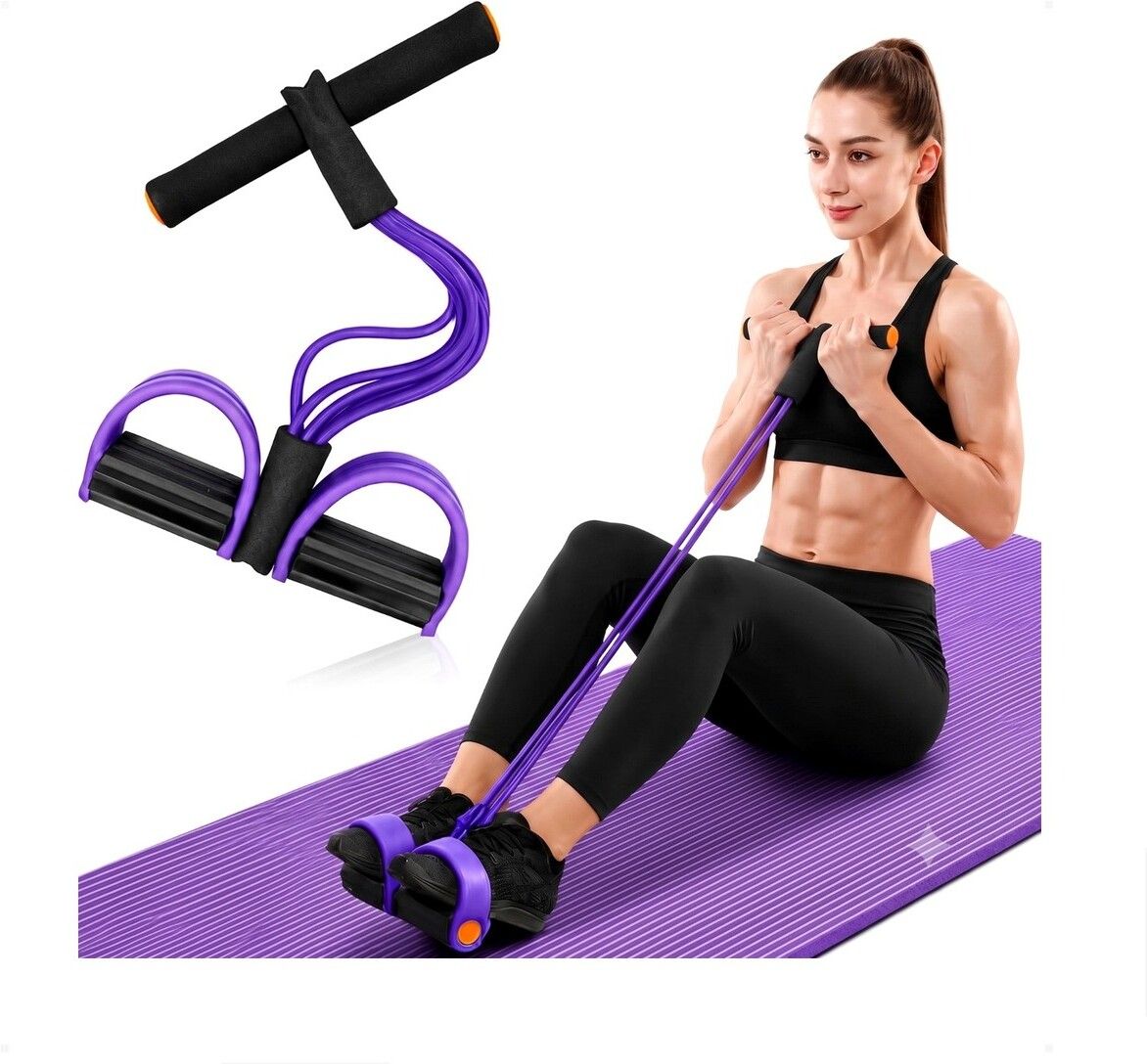 brzone Tummy Trimmer for Unisex | Yoga Pedal Puller Resistance Band | Multicolor Ab Exerciser-picture-43