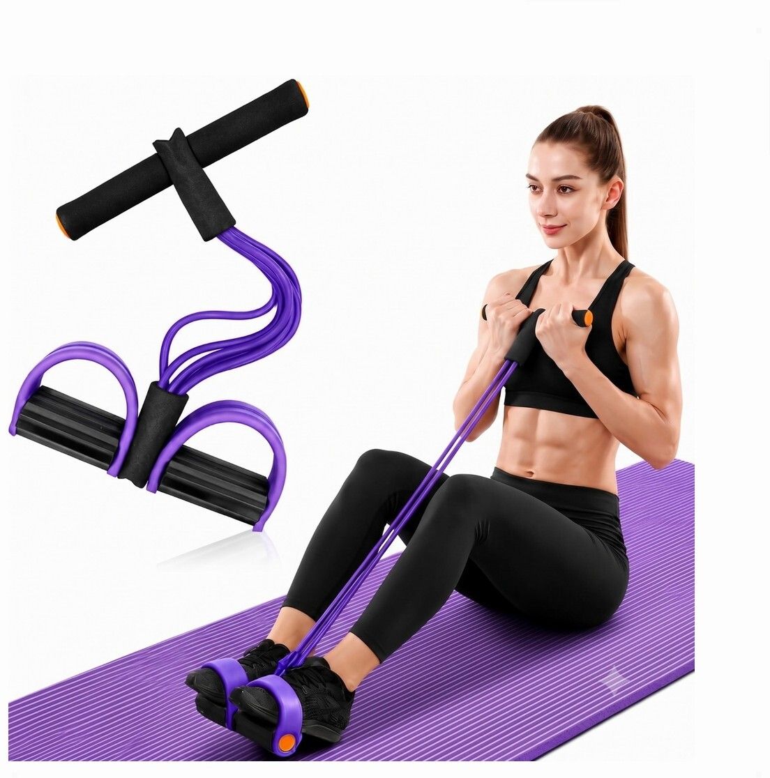 brzone Tummy Trimmer for Unisex | Yoga Pedal Puller Resistance Band | Multicolor Ab Exerciser-picture-11