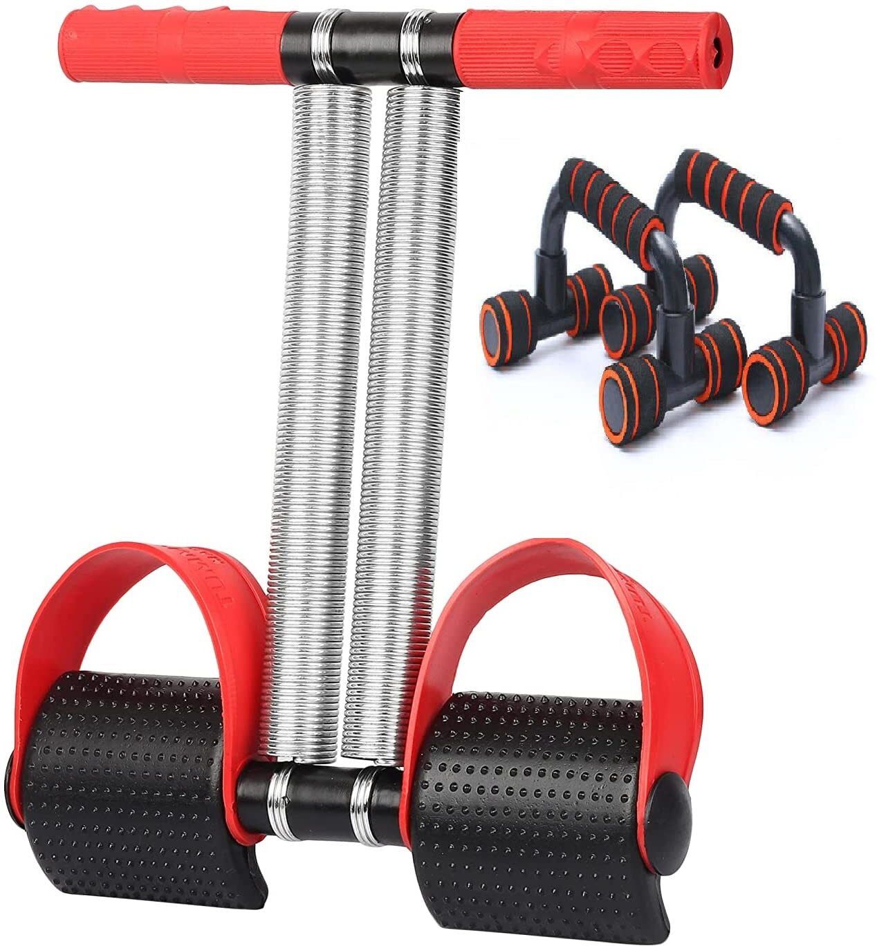 RED DOUBLE SPRING WITH PUSH UP BAR Ab Exerciser