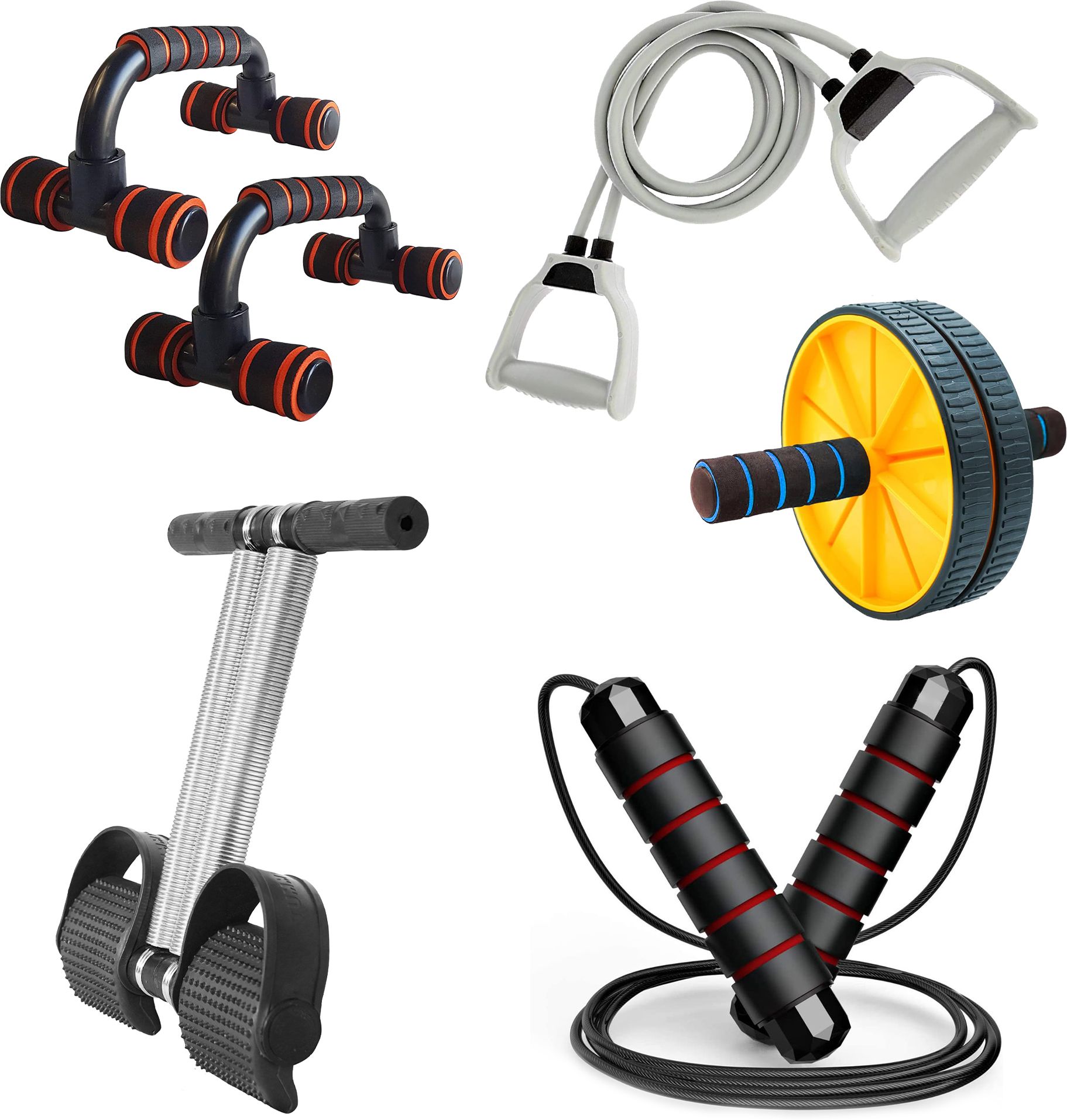 manogyam Tummy Trimmer, Ab Wheel Roller and Toning Tube, Pushup Bar With Skipping Rope Ab Exerciser-picture-22