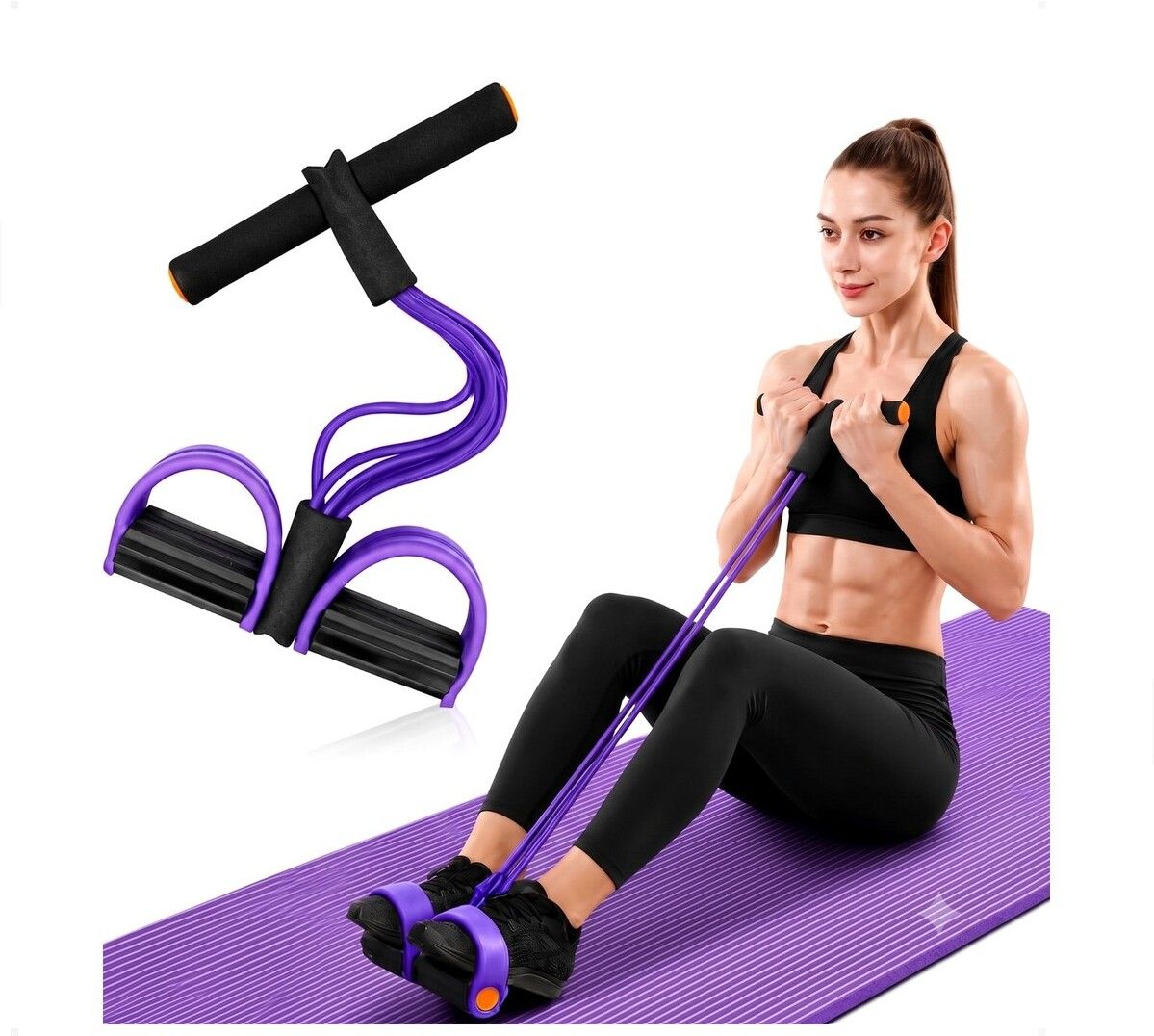 brzone Tummy Trimmer for Unisex | Yoga Pedal Puller Resistance Band | Multicolor Ab Exerciser-picture-3