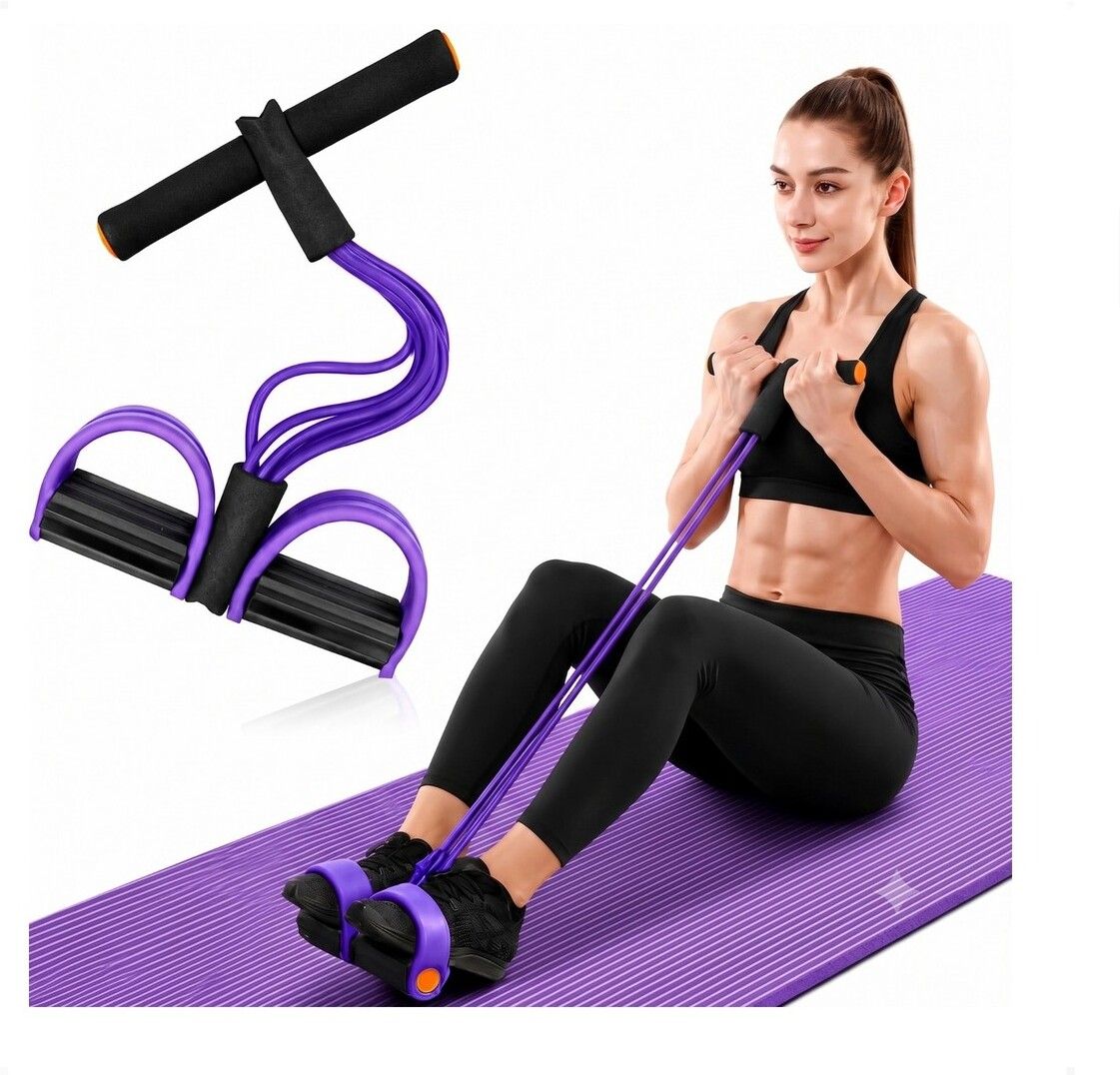 brzone Tummy Trimmer for Unisex | Yoga Pedal Puller Resistance Band | Multicolor Ab Exerciser-picture-4