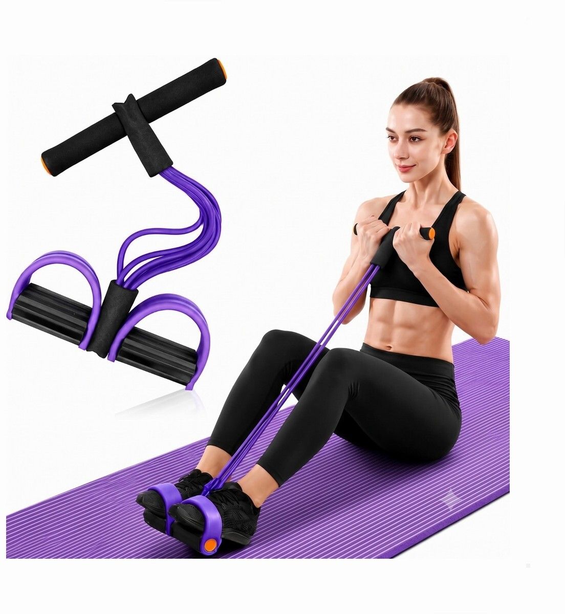 brzone Tummy Trimmer for Unisex | Yoga Pedal Puller Resistance Band | Multicolor Ab Exerciser-picture-20