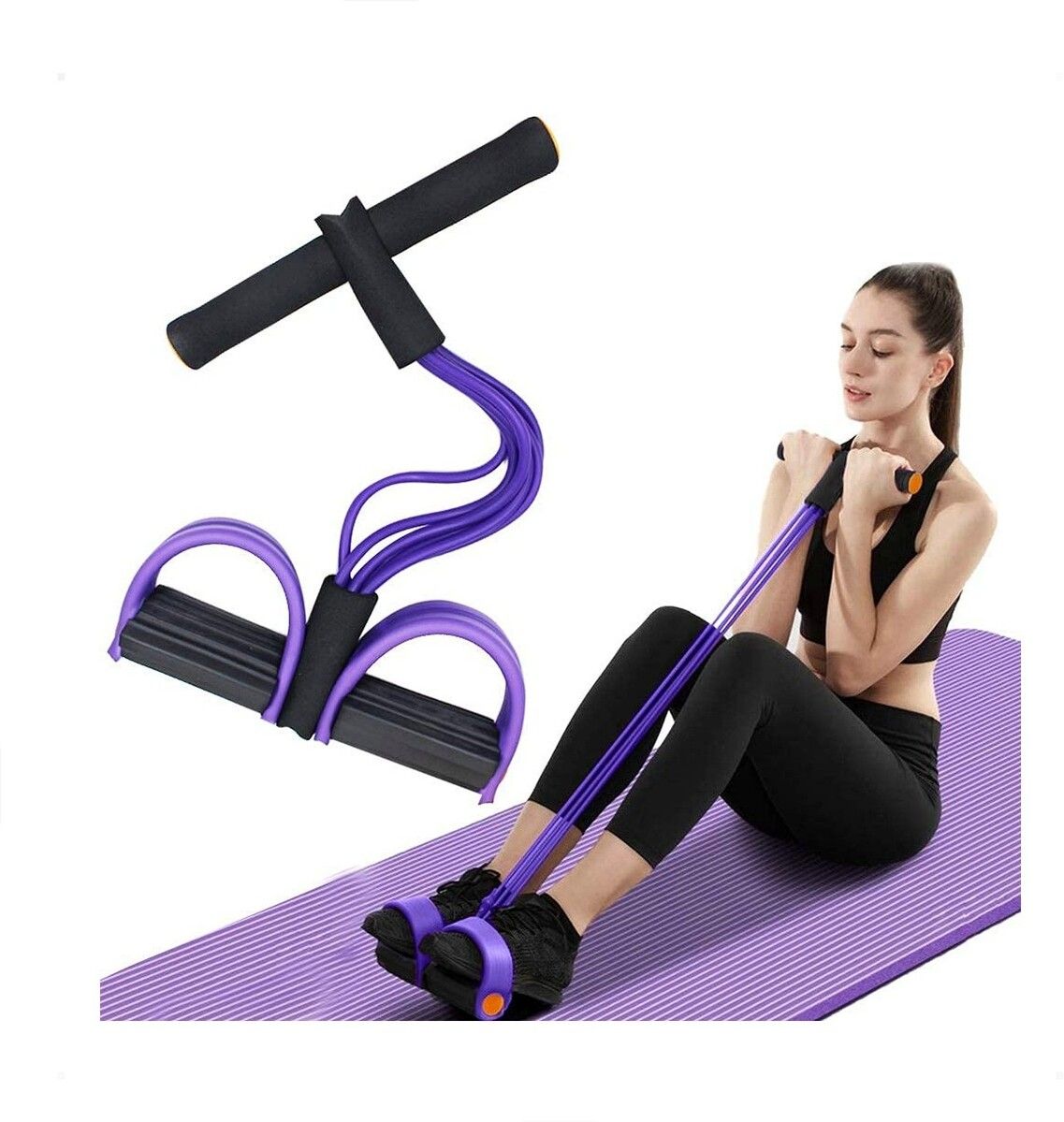 brzone Tummy Trimmer for Unisex | Yoga Pedal Puller Resistance Band | Multicolor Ab Exerciser-picture-34