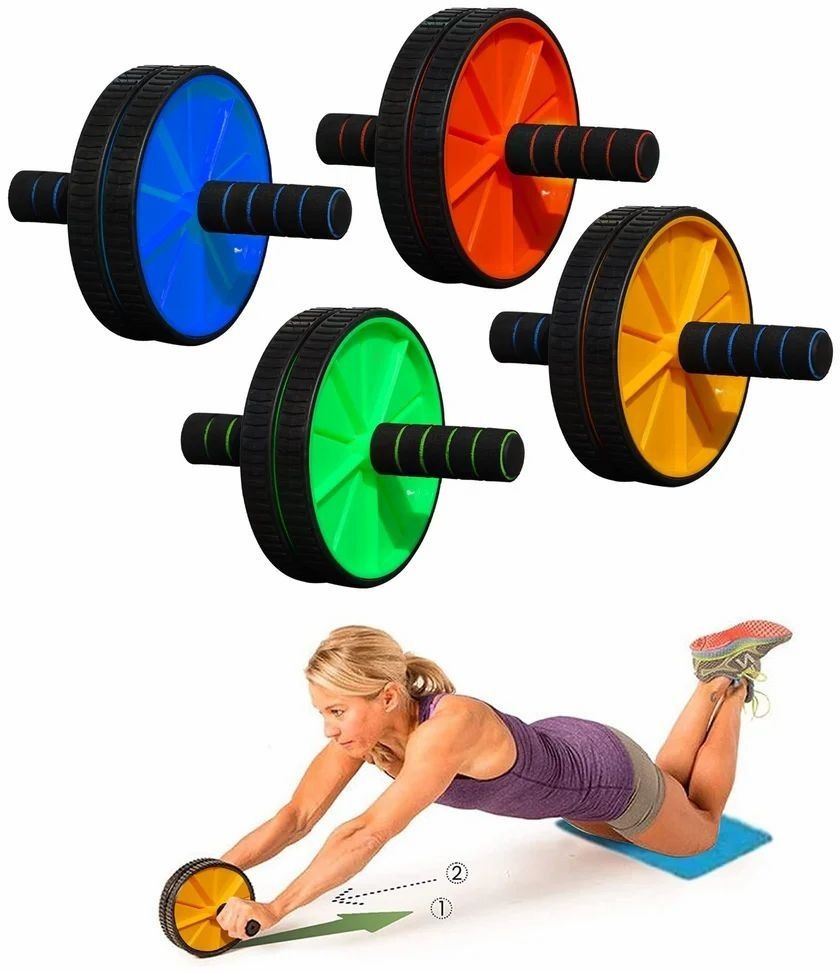 Double Wheel Abs & Exercise Roller | Anti-Skid Wheel Base, Non-Slip PVC Handles Ab Exerciser-image-36