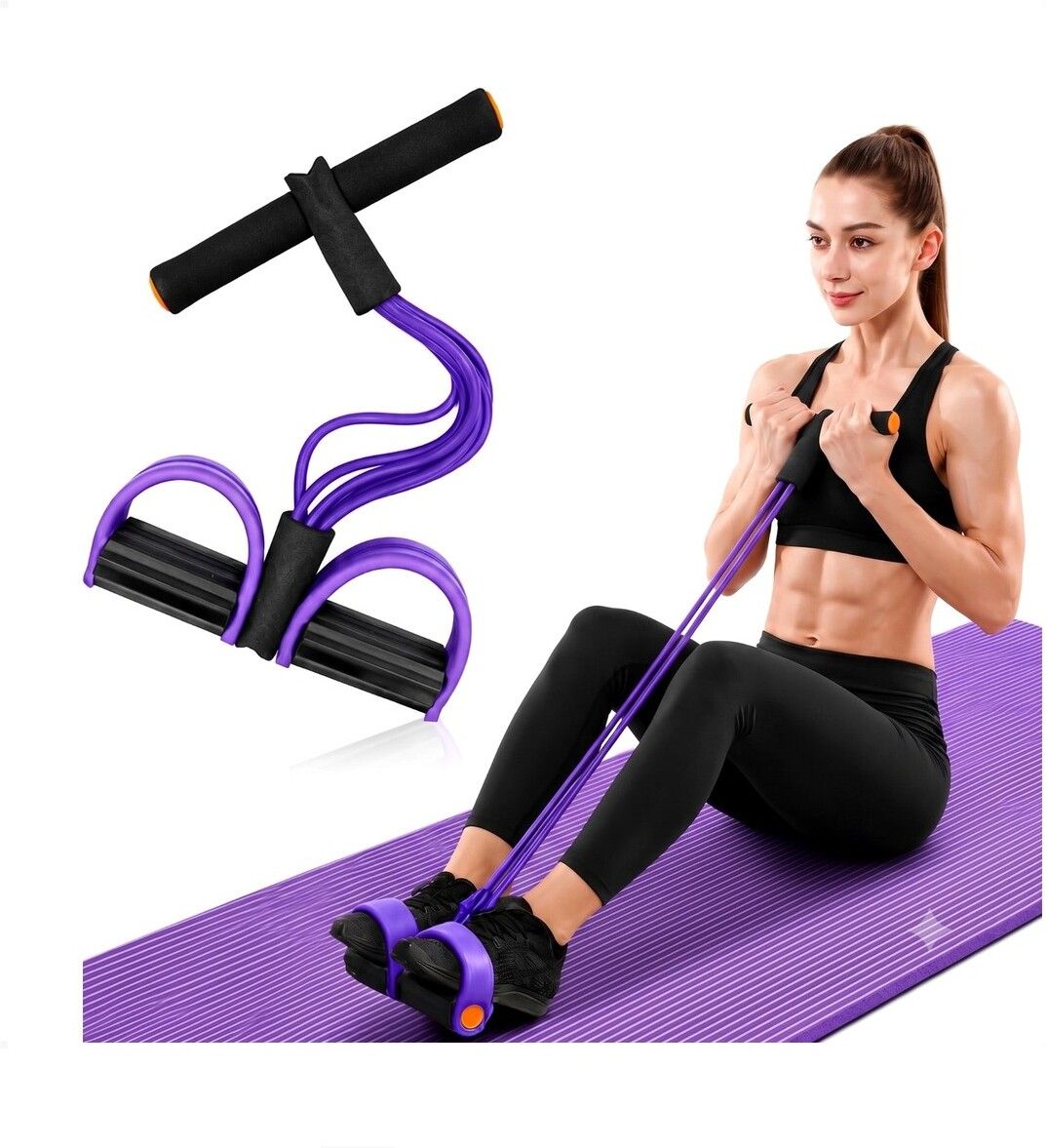 brzone Tummy Trimmer for Unisex | Yoga Pedal Puller Resistance Band | Multicolor Ab Exerciser-picture-17