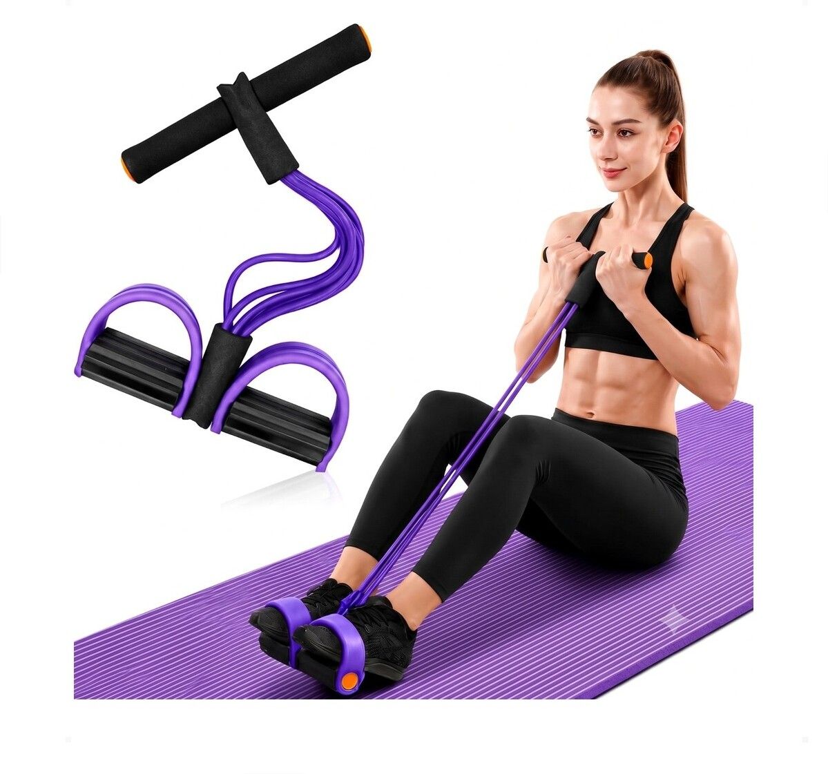 brzone Tummy Trimmer for Unisex | Yoga Pedal Puller Resistance Band | Multicolor Ab Exerciser-picture-32