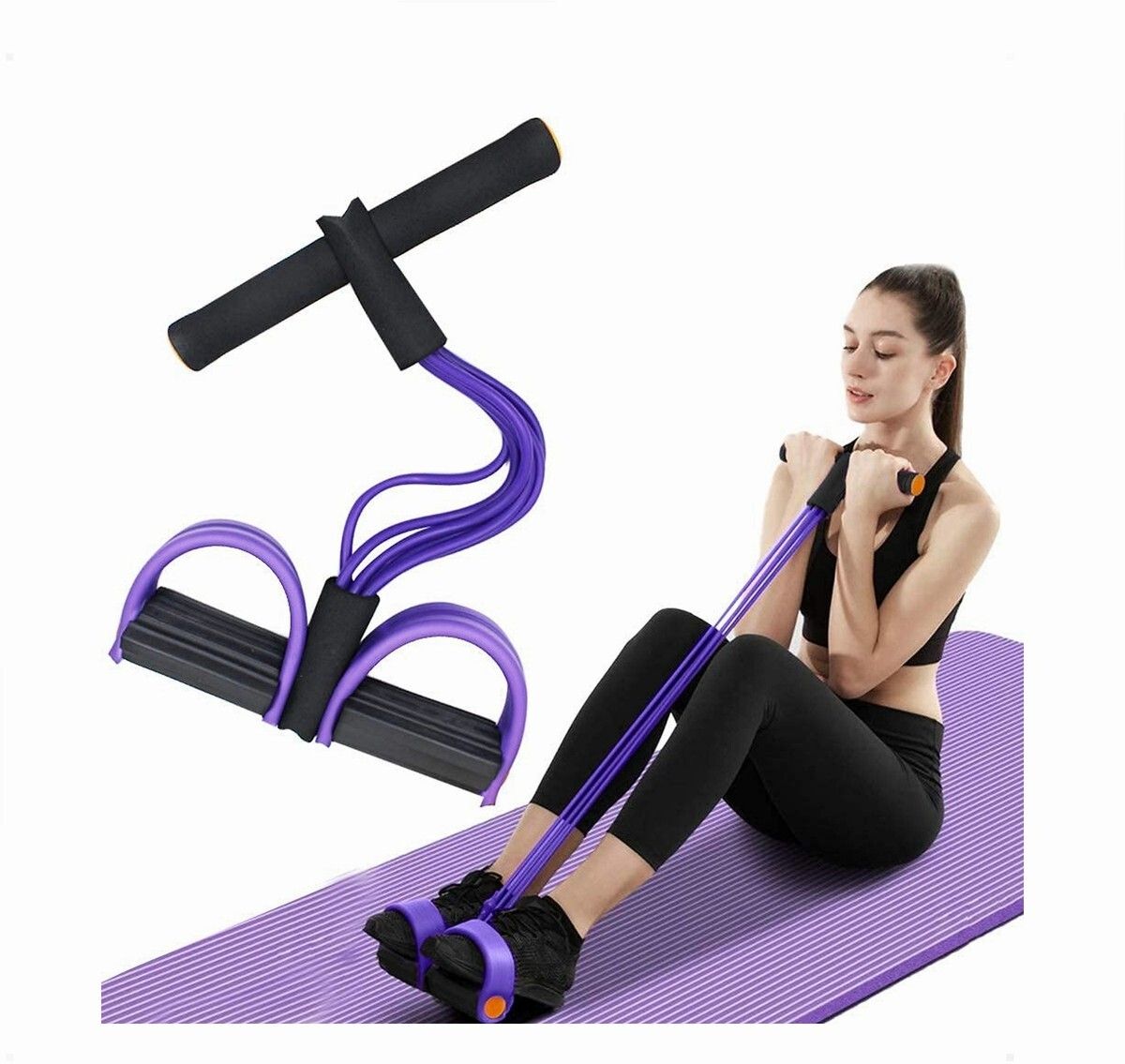 brzone Tummy Trimmer for Unisex | Yoga Pedal Puller Resistance Band | Multicolor Ab Exerciser-picture-40