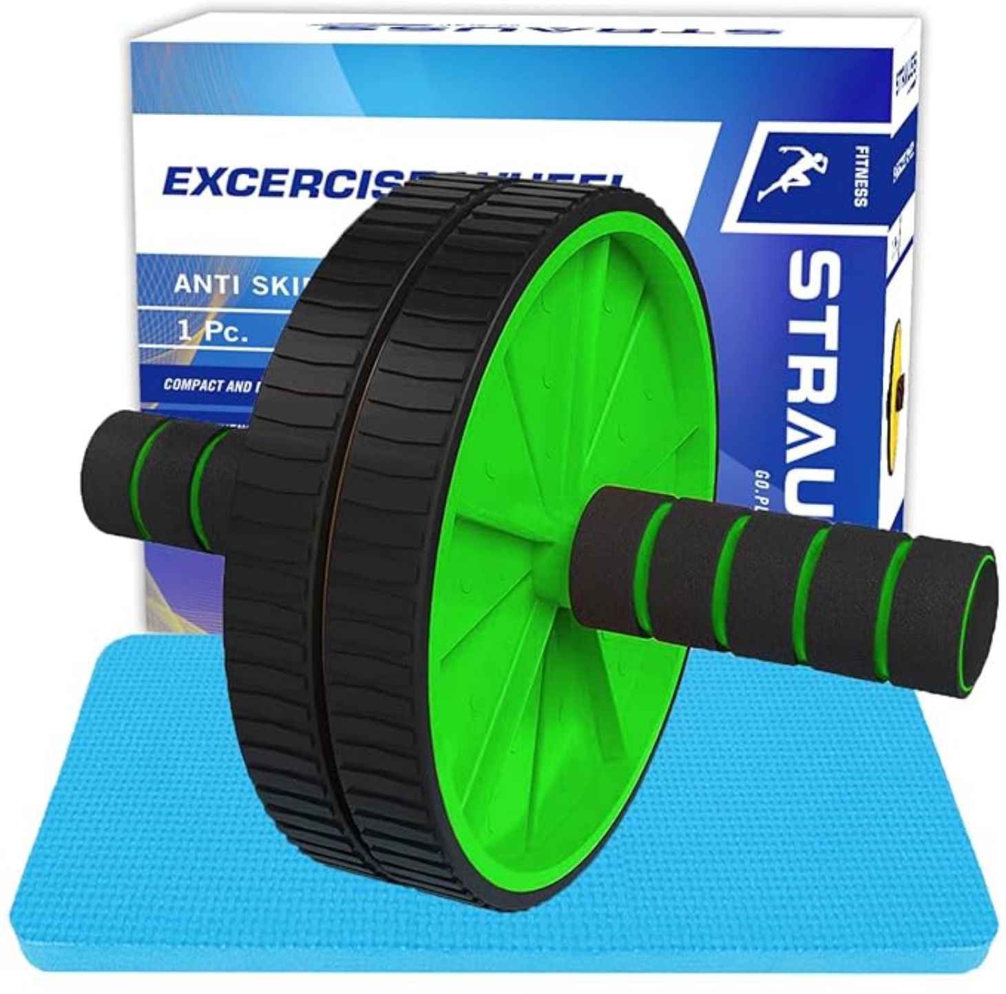 strauss Double Exercise Roller Wheel | Abs Roller | Ab Wheel Roller | Gym Roller Ab Exerciser-picture-6