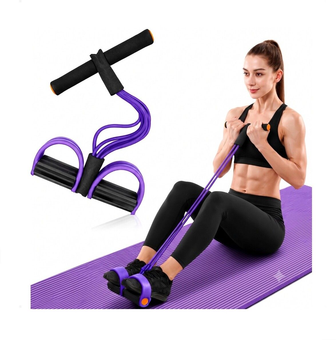 brzone Tummy Trimmer for Unisex | Yoga Pedal Puller Resistance Band | Multicolor Ab Exerciser-picture-27