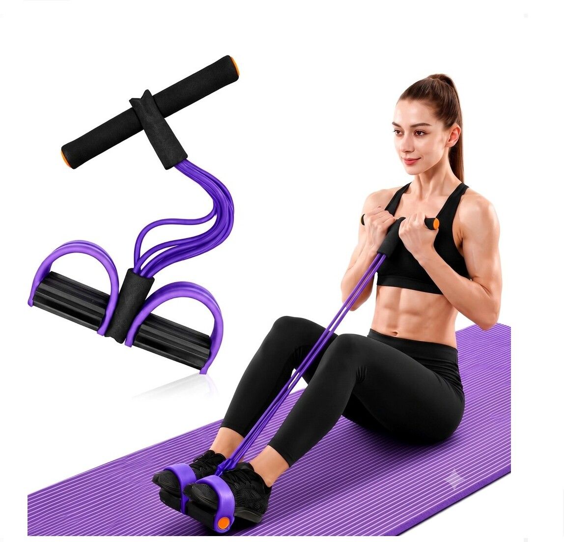 brzone Tummy Trimmer for Unisex | Yoga Pedal Puller Resistance Band | Multicolor Ab Exerciser-picture-0