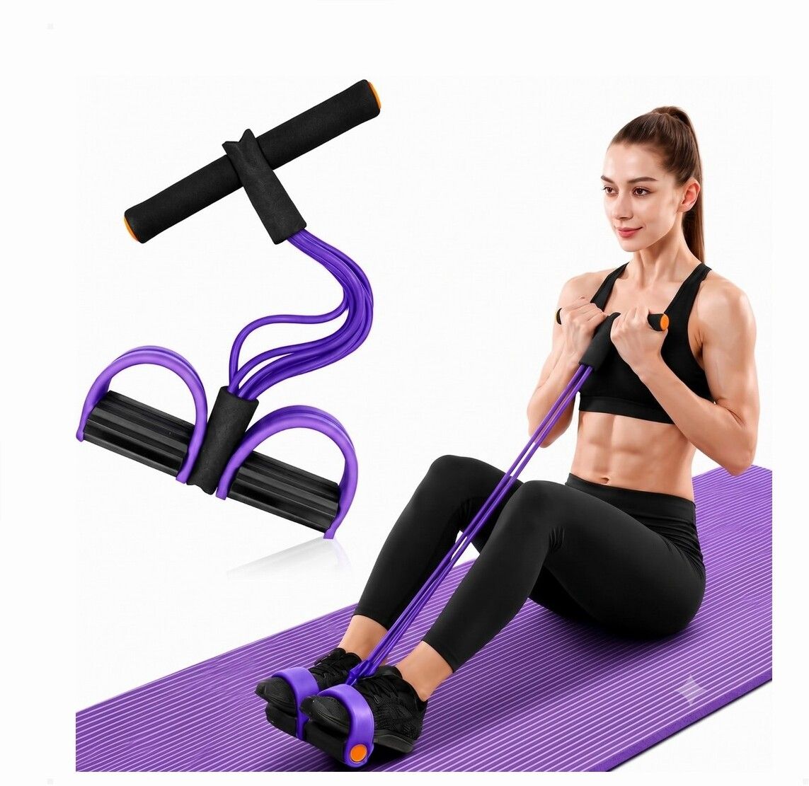 brzone Tummy Trimmer for Unisex | Yoga Pedal Puller Resistance Band | Multicolor Ab Exerciser-picture-32