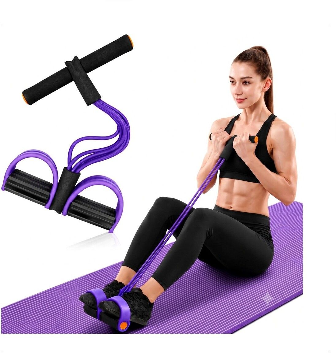 brzone Tummy Trimmer for Unisex | Yoga Pedal Puller Resistance Band | Multicolor Ab Exerciser-picture-19