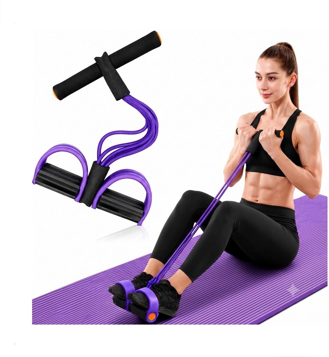 brzone Tummy Trimmer for Unisex | Yoga Pedal Puller Resistance Band | Multicolor Ab Exerciser-picture-38