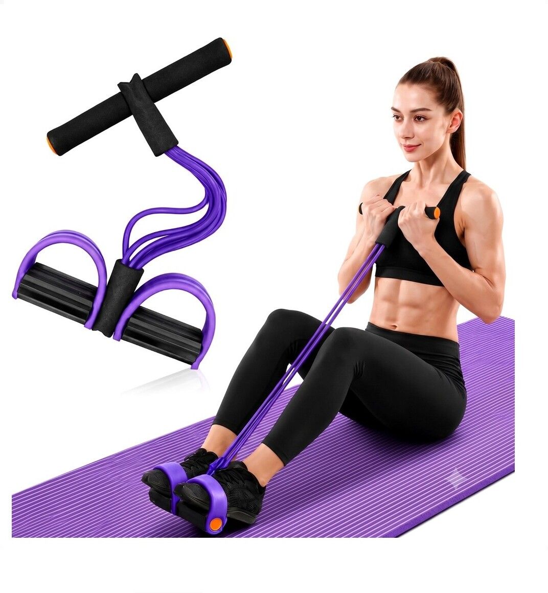 brzone Tummy Trimmer for Unisex | Yoga Pedal Puller Resistance Band | Multicolor Ab Exerciser-picture-36
