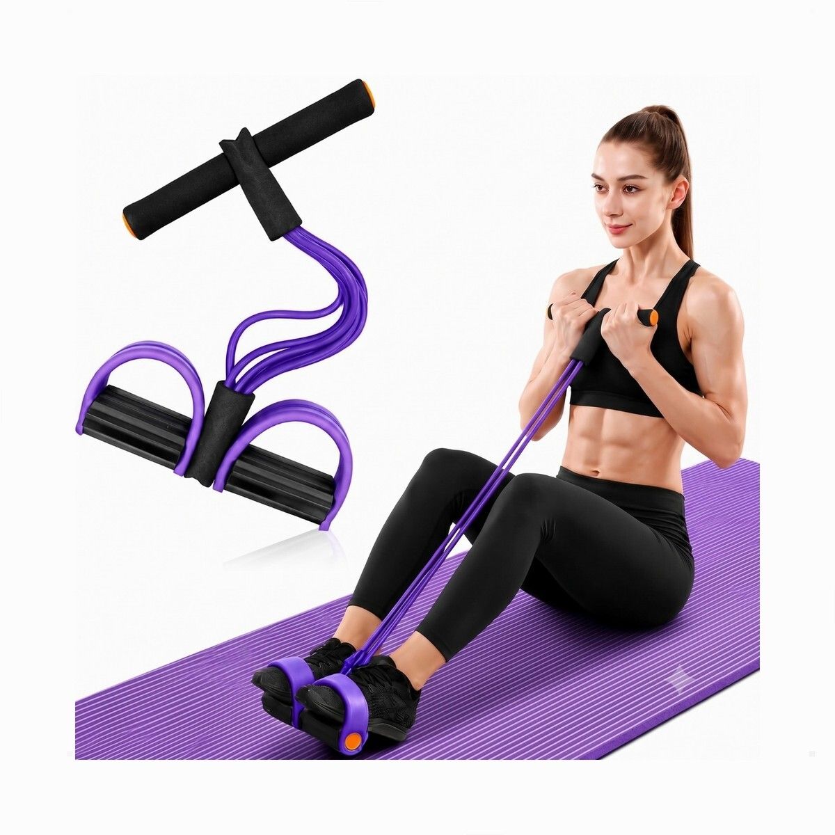 brzone Tummy Trimmer for Unisex | Yoga Pedal Puller Resistance Band | Multicolor Ab Exerciser-picture-14