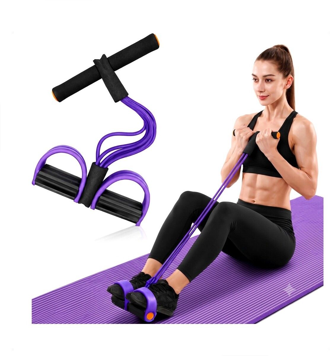 brzone Tummy Trimmer for Unisex | Yoga Pedal Puller Resistance Band | Multicolor Ab Exerciser-picture-13
