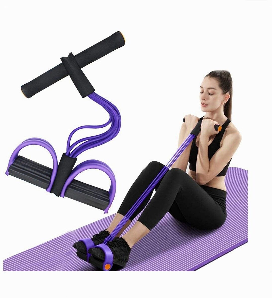 brzone Tummy Trimmer for Unisex | Yoga Pedal Puller Resistance Band | Multicolor Ab Exerciser-picture-46