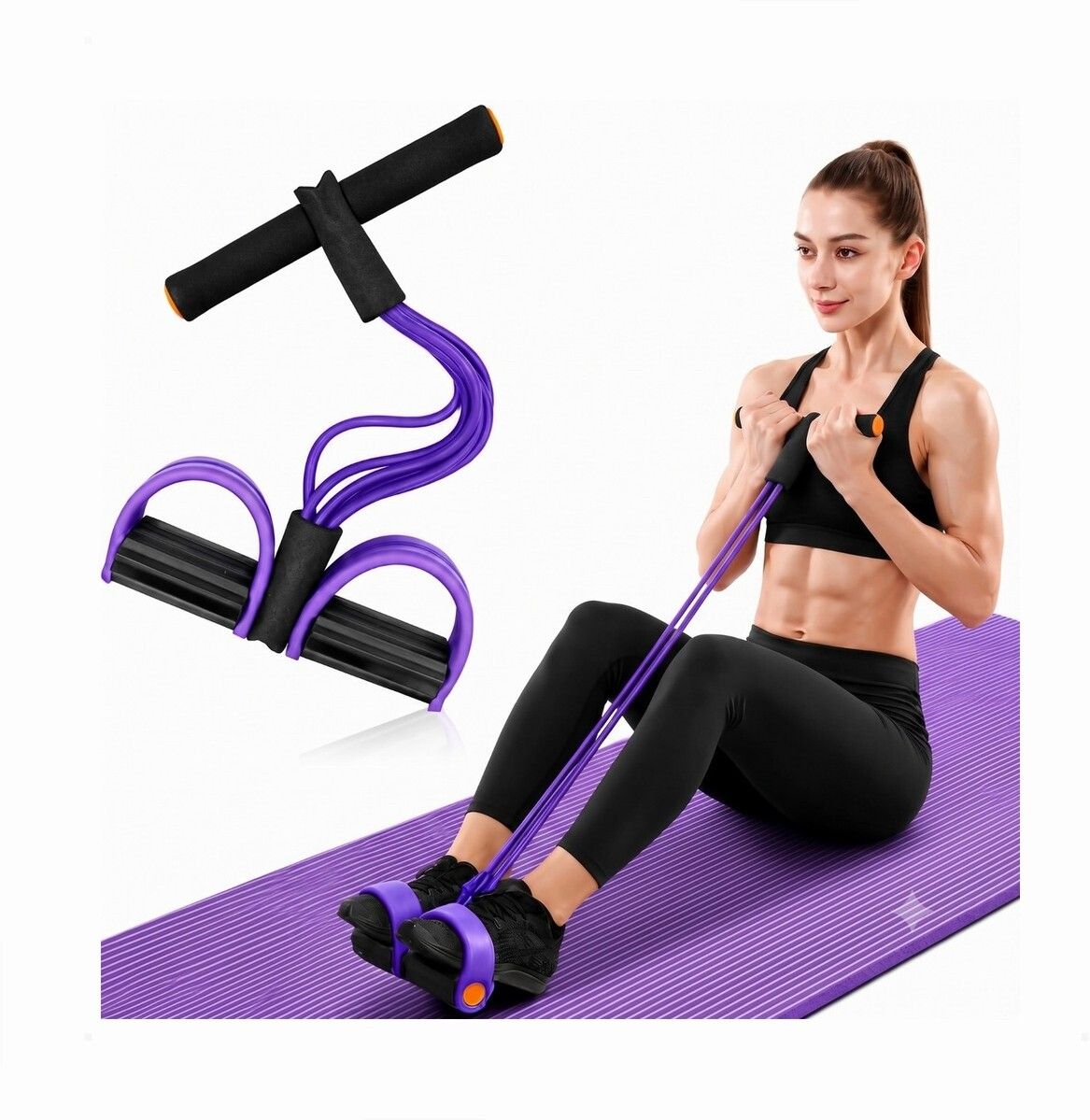 brzone Tummy Trimmer for Unisex | Yoga Pedal Puller Resistance Band | Multicolor Ab Exerciser-picture-1