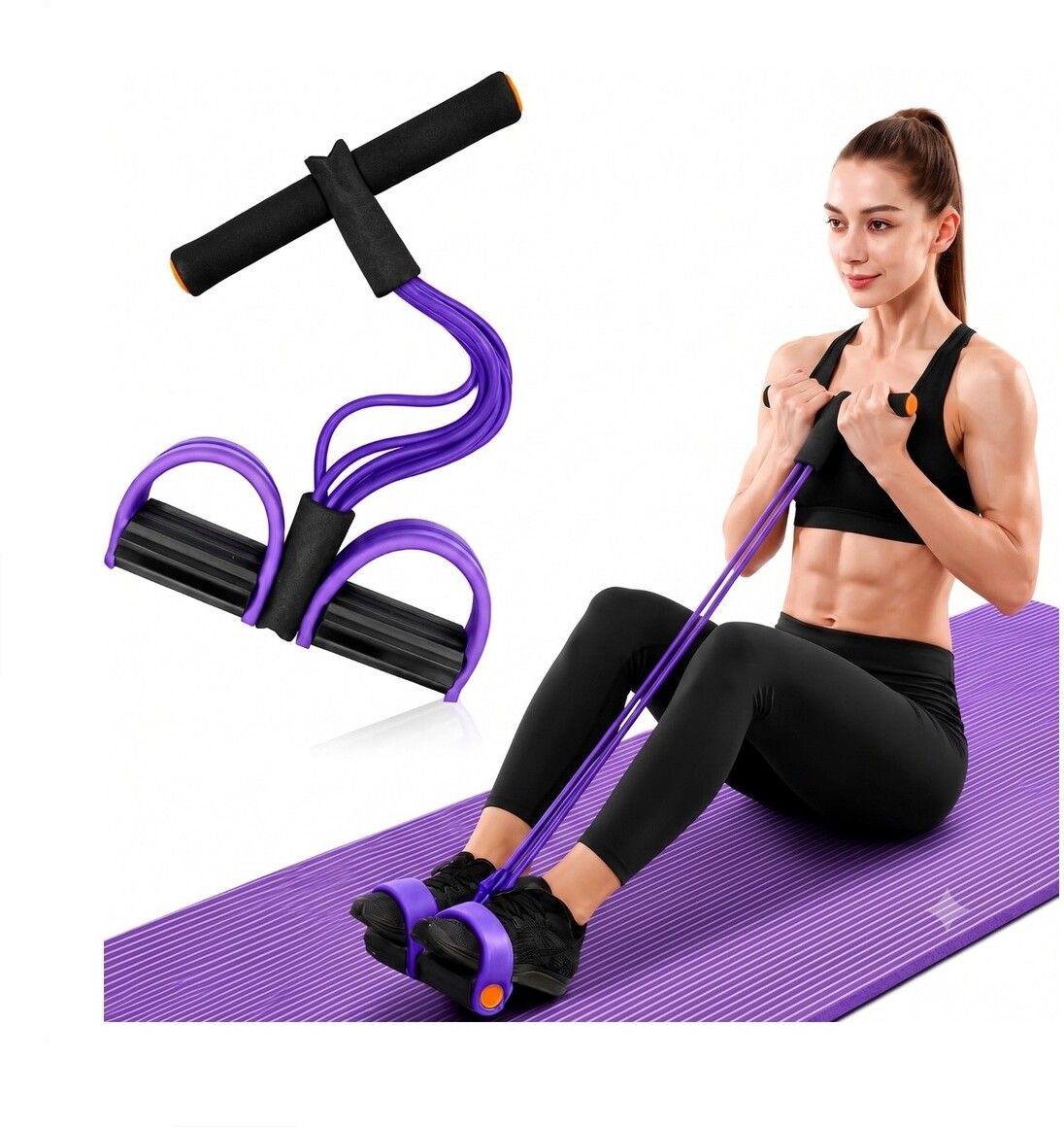 brzone Tummy Trimmer for Unisex | Yoga Pedal Puller Resistance Band | Multicolor Ab Exerciser-picture-11