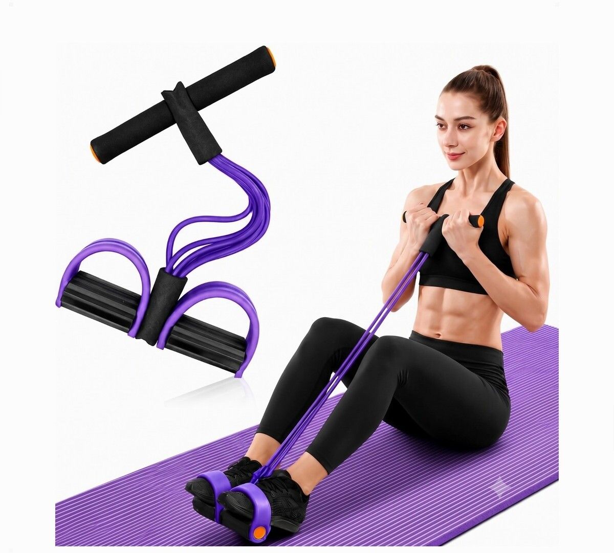 brzone Tummy Trimmer for Unisex | Yoga Pedal Puller Resistance Band | Multicolor Ab Exerciser-picture-18