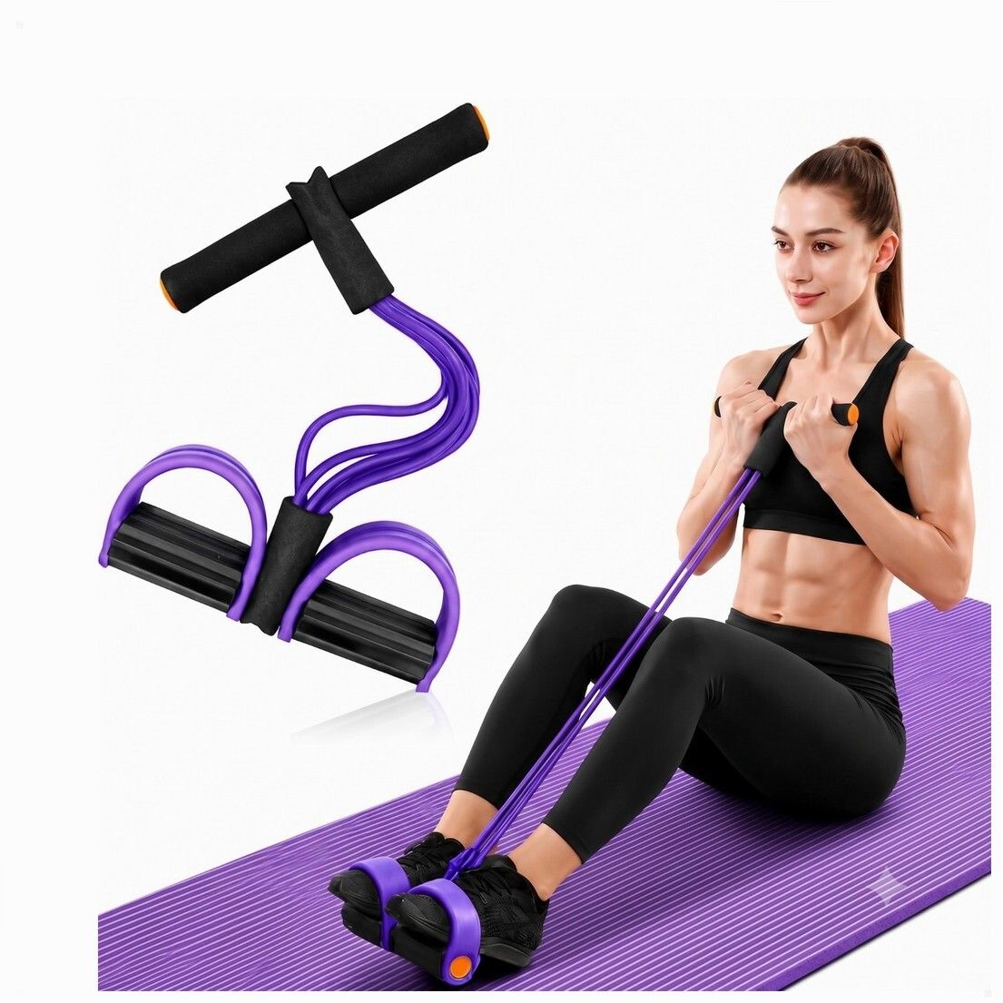 brzone Tummy Trimmer for Unisex | Yoga Pedal Puller Resistance Band | Multicolor Ab Exerciser-picture-23