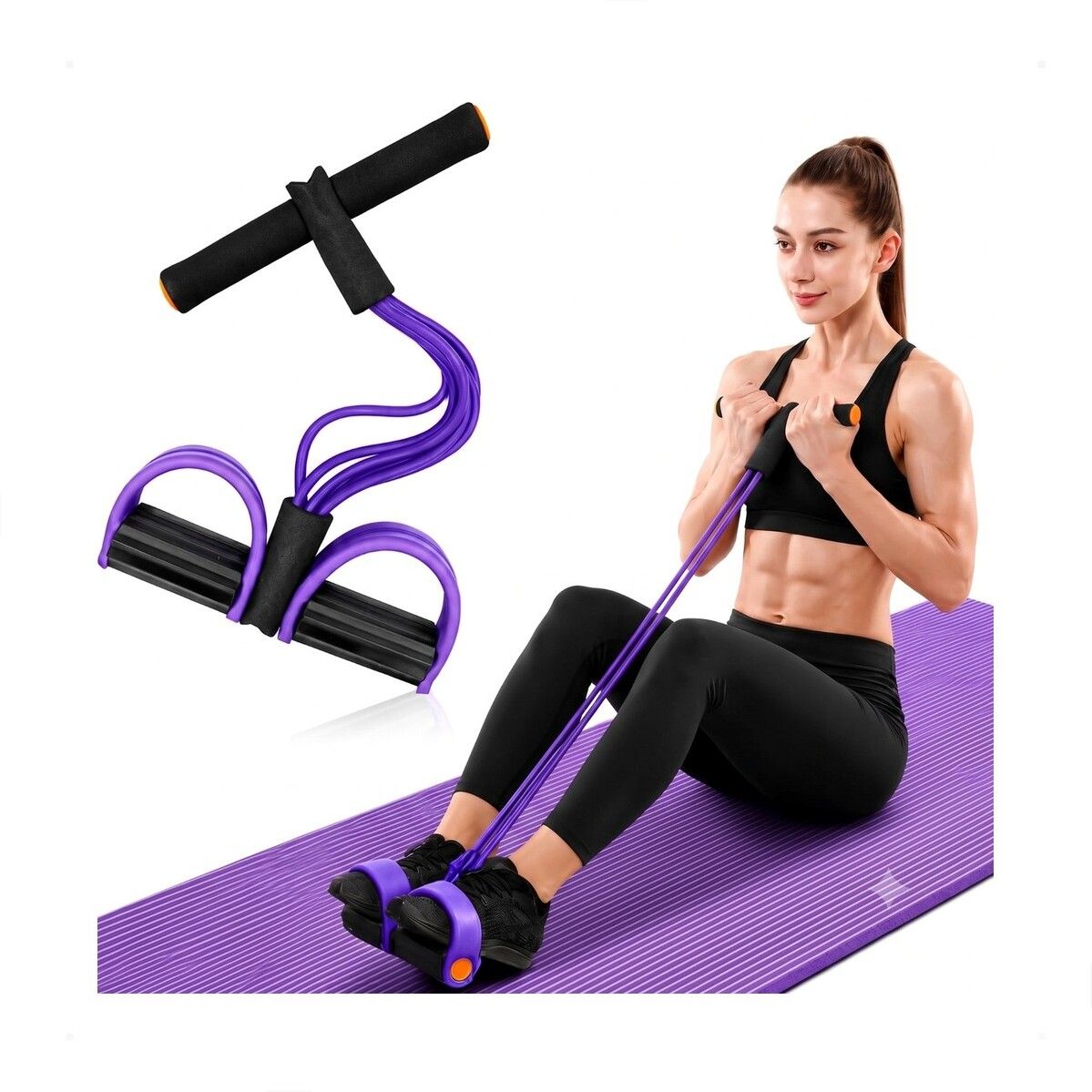 brzone Tummy Trimmer for Unisex | Yoga Pedal Puller Resistance Band | Multicolor Ab Exerciser-picture-30