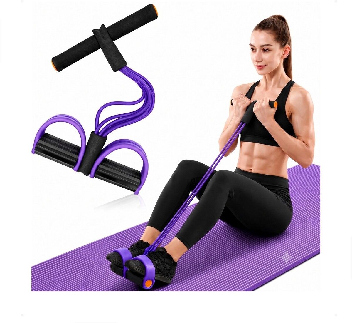 brzone Tummy Trimmer for Unisex | Yoga Pedal Puller Resistance Band | Multicolor Ab Exerciser-picture-10