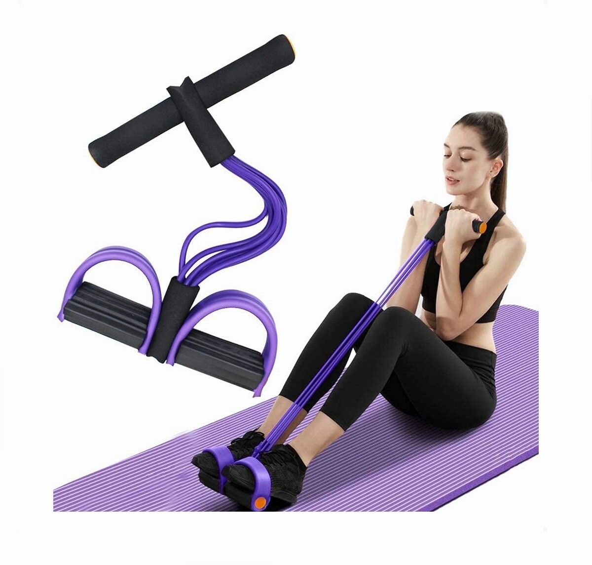 brzone Tummy Trimmer for Unisex | Yoga Pedal Puller Resistance Band | Multicolor Ab Exerciser-picture-20