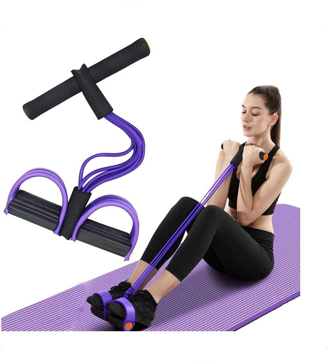 brzone Tummy Trimmer for Unisex | Yoga Pedal Puller Resistance Band | Multicolor Ab Exerciser-picture-49