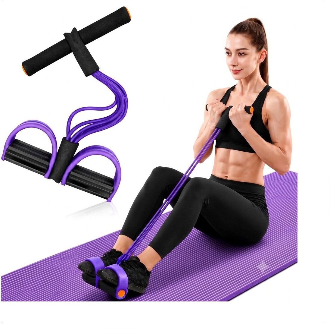brzone Tummy Trimmer for Unisex | Yoga Pedal Puller Resistance Band | Multicolor Ab Exerciser-picture-0