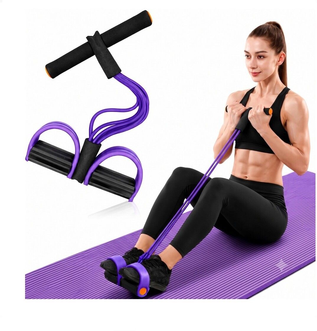 brzone Tummy Trimmer for Unisex | Yoga Pedal Puller Resistance Band | Multicolor Ab Exerciser-picture-38