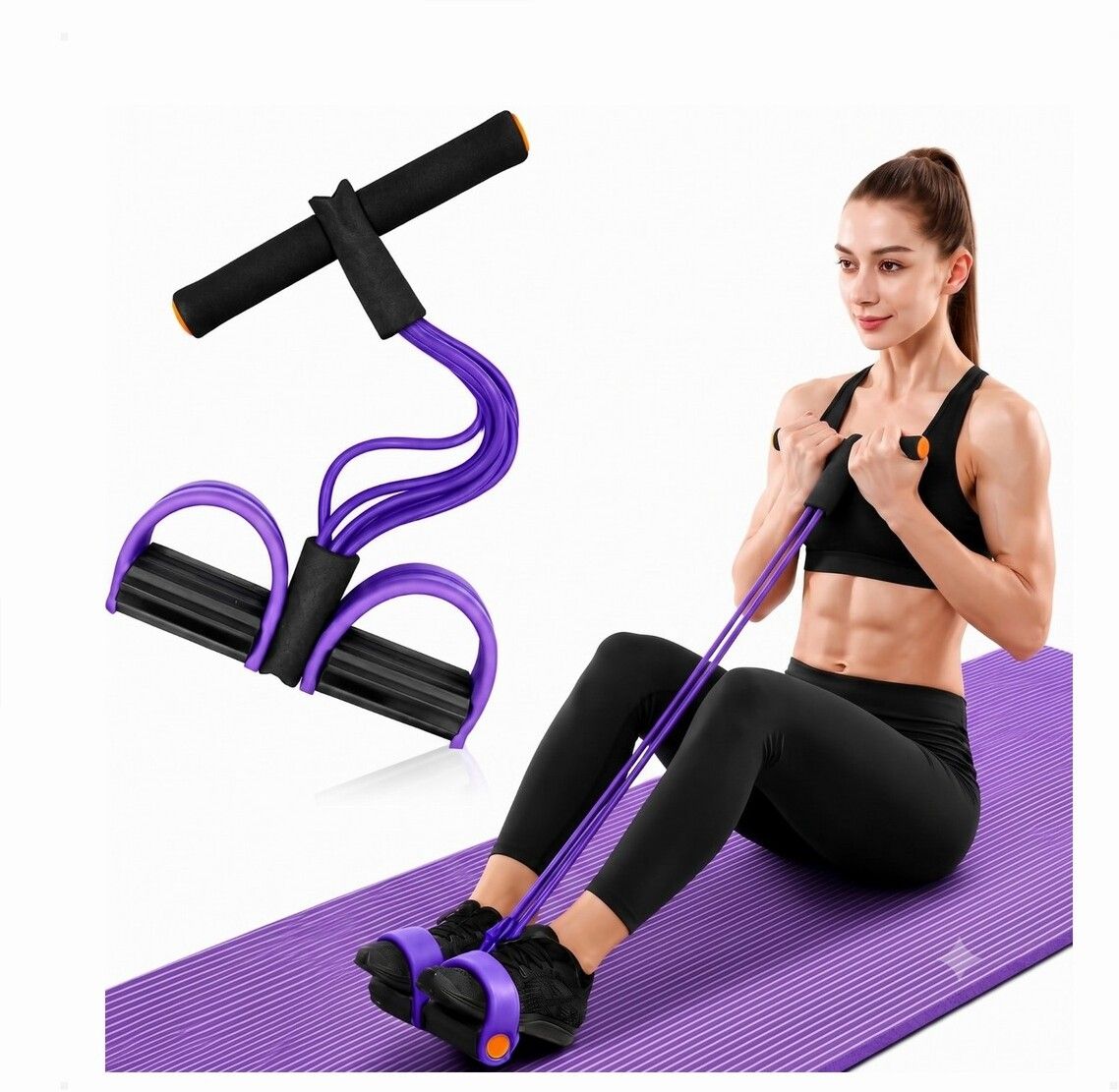 brzone Tummy Trimmer for Unisex | Yoga Pedal Puller Resistance Band | Multicolor Ab Exerciser-picture-24