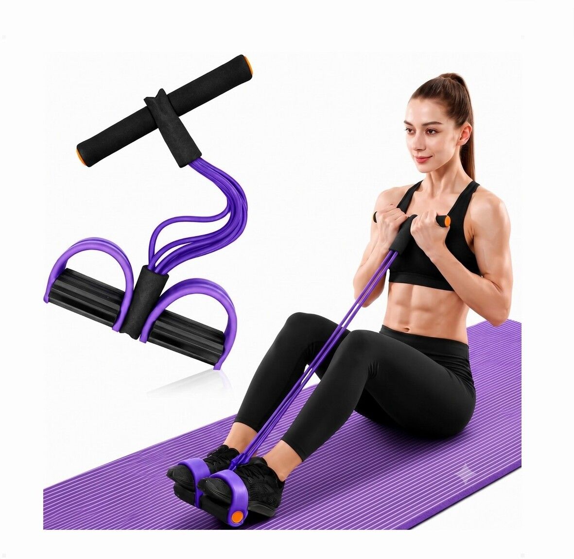 brzone Tummy Trimmer for Unisex | Yoga Pedal Puller Resistance Band | Multicolor Ab Exerciser-picture-13