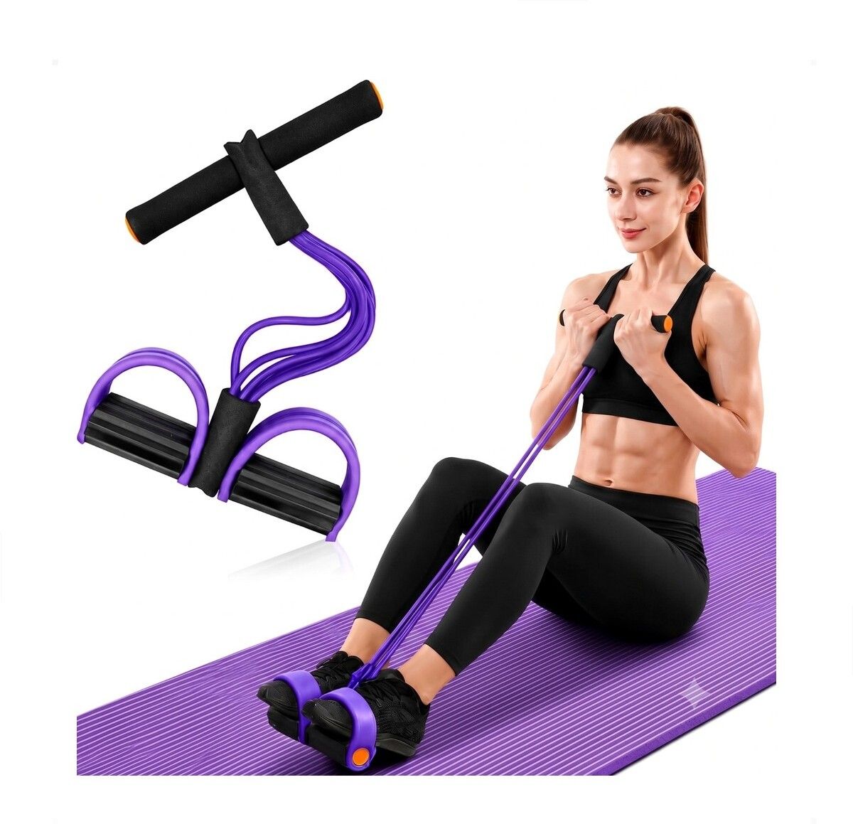 brzone Tummy Trimmer for Unisex | Yoga Pedal Puller Resistance Band | Multicolor Ab Exerciser-picture-25