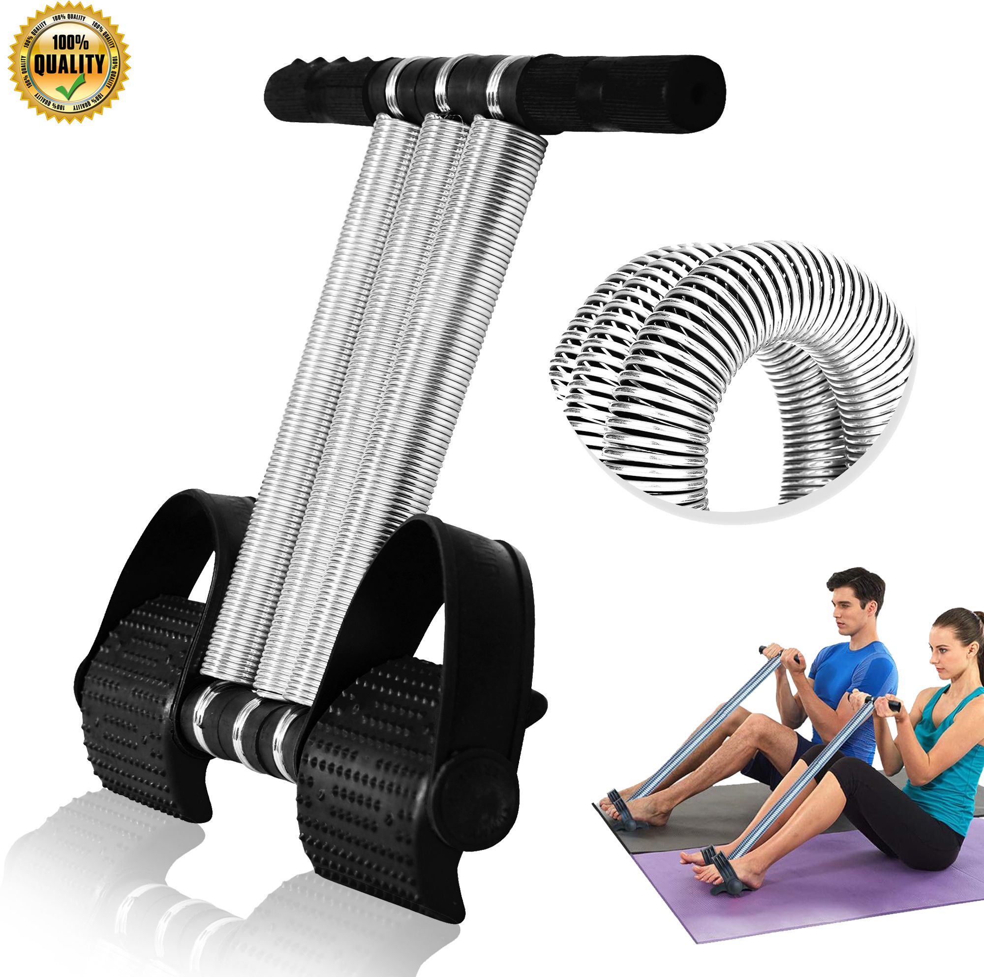 Black 3 Spring Tummy Trimmer for Men and Women Ab Exerciser-image-14