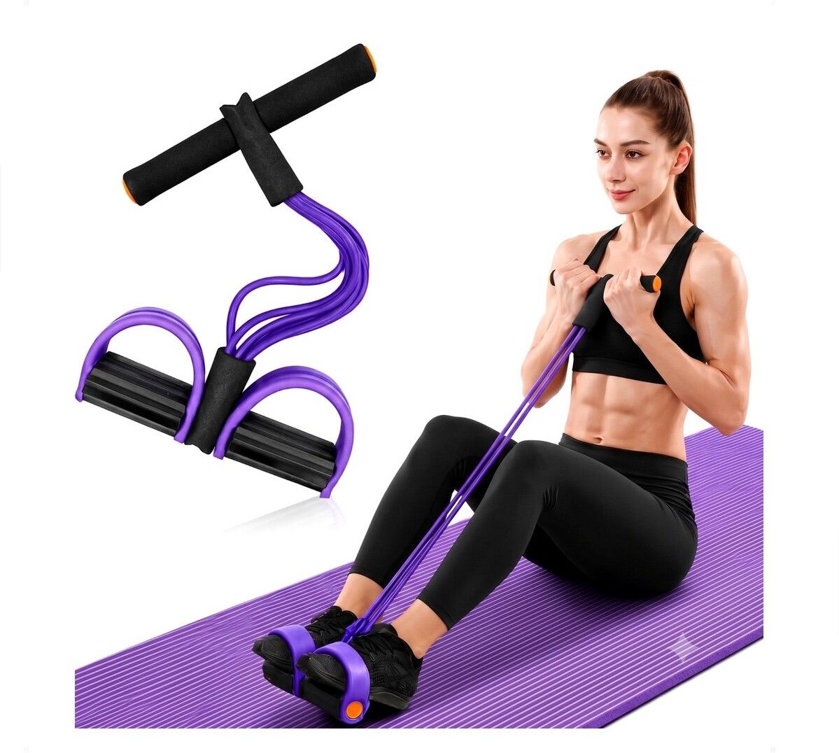 brzone Tummy Trimmer for Unisex | Yoga Pedal Puller Resistance Band | Multicolor Ab Exerciser-picture-1