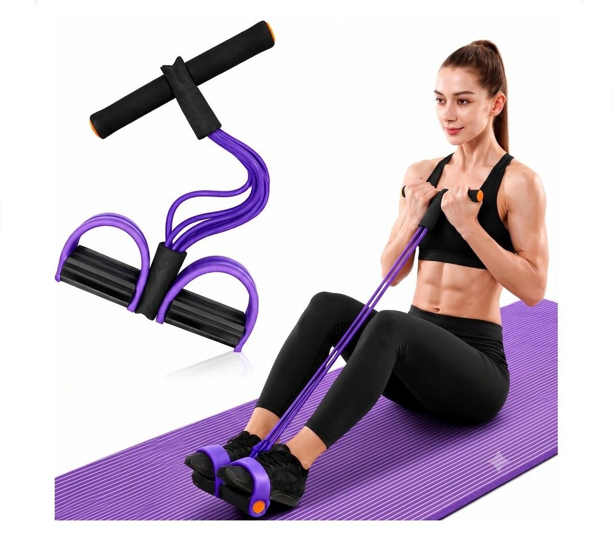 brzone Tummy Trimmer for Unisex | Yoga Pedal Puller Resistance Band | Multicolor Ab Exerciser-picture-23