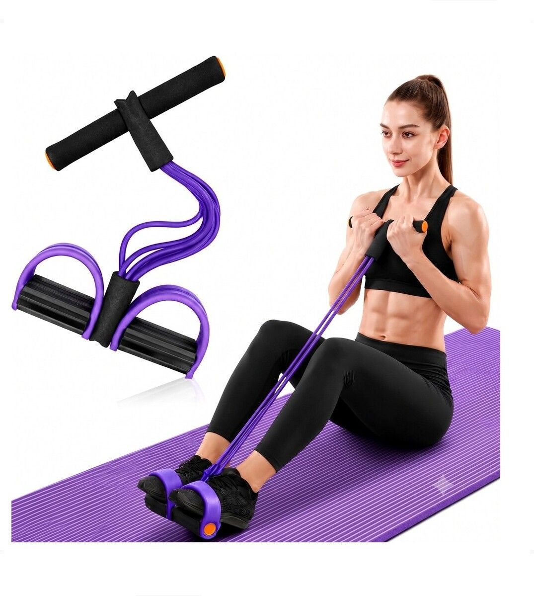 brzone Tummy Trimmer for Unisex | Yoga Pedal Puller Resistance Band | Multicolor Ab Exerciser-picture-25