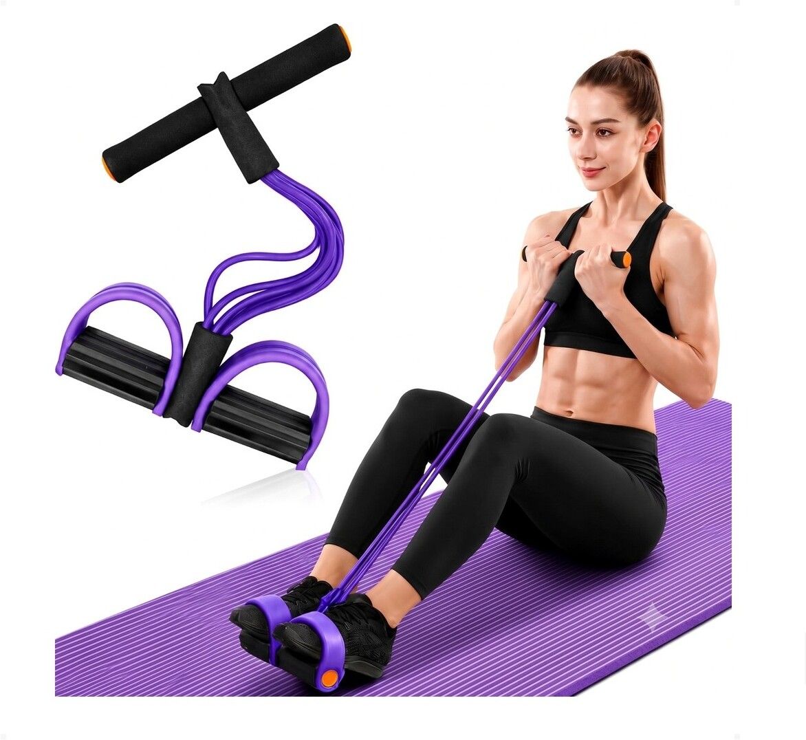 brzone Tummy Trimmer for Unisex | Yoga Pedal Puller Resistance Band | Multicolor Ab Exerciser-picture-36