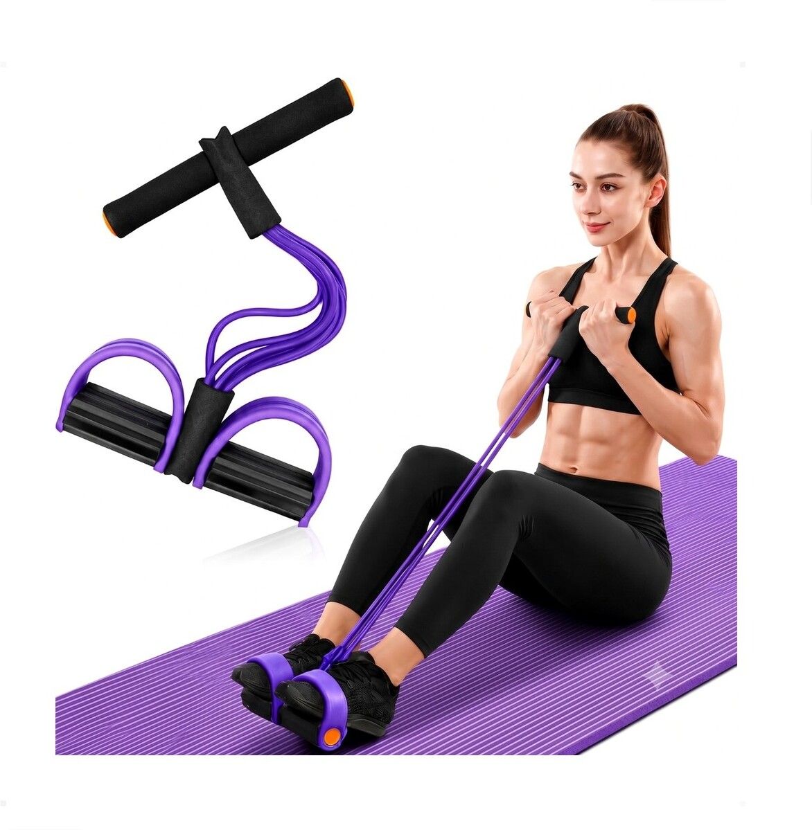 brzone Tummy Trimmer for Unisex | Yoga Pedal Puller Resistance Band | Multicolor Ab Exerciser-picture-15