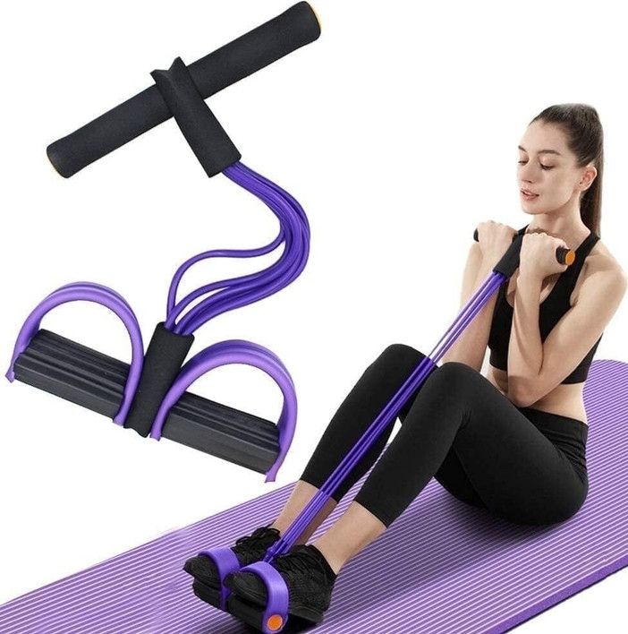 4 Tube Pull Reducer Tummy & Body Slimming Resistance Band Ab Exerciser-image-21